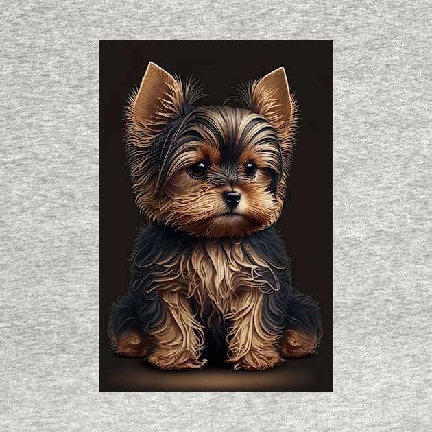 Super Cute Yorkshire Terrier Puppy Portrait by KoolArtDistrict